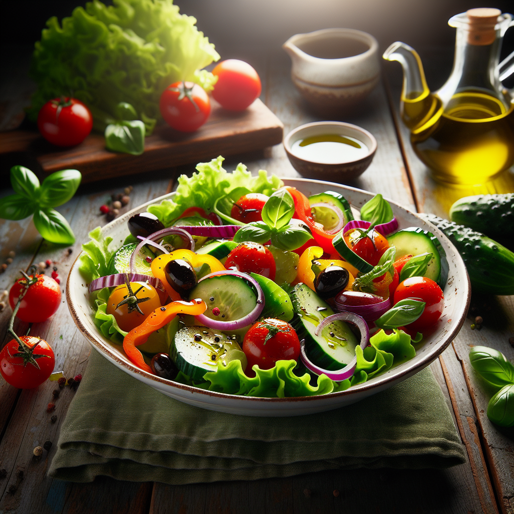Fresh salad with healthy cooking oil